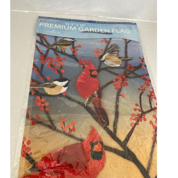 Studio M Other - NWOT Breezeart 12.5" X 18" Premium Garden Flag Studio M Cardinal & Chickadees